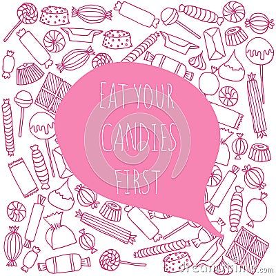 Hand drawn candy set Vector Illustration