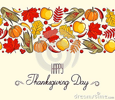 Hand drawn card Thanksgiving Day Vector Illustration
