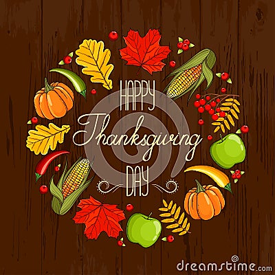 Hand drawn card Thanksgiving Day Vector Illustration