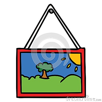 hand drawn cartoon doodle of a picture in frame Vector Illustration