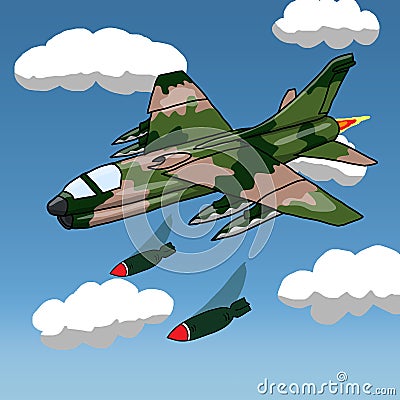 US Military aircraft from Vietnam War era Cartoon Illustration