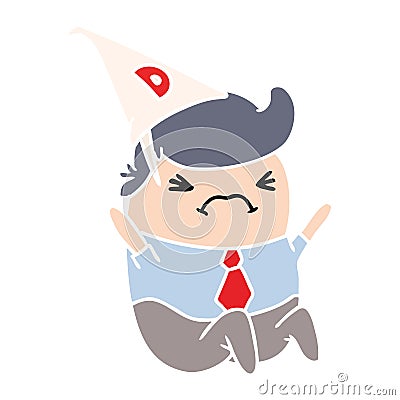 Hand drawn cartoon kawaii man in dunce hat Vector Illustration