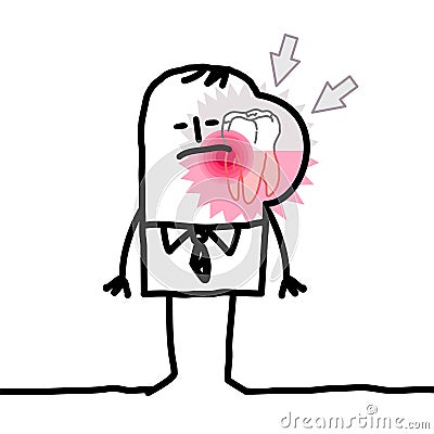 Cartoon Man suffering because of a big Toothache Vector Illustration