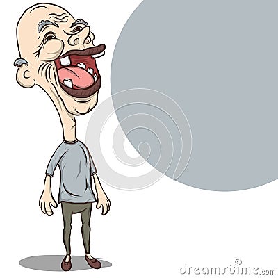 Hand drawn cartoon old man Laugh Vector Illustration