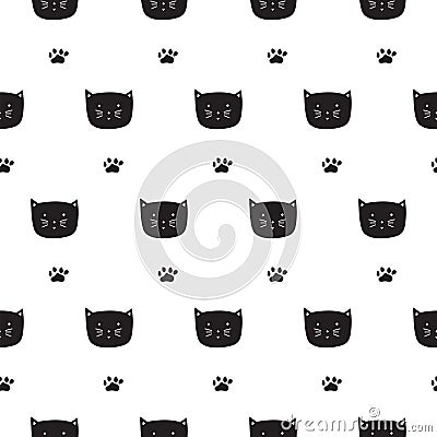 Hand drawn cats and paws Vector Illustration