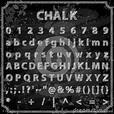 Hand drawn chalk font Vector Illustration