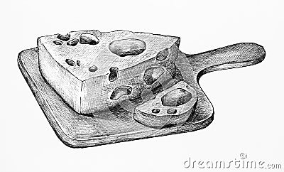 Hand drawn cheese isolated on white Stock Photo