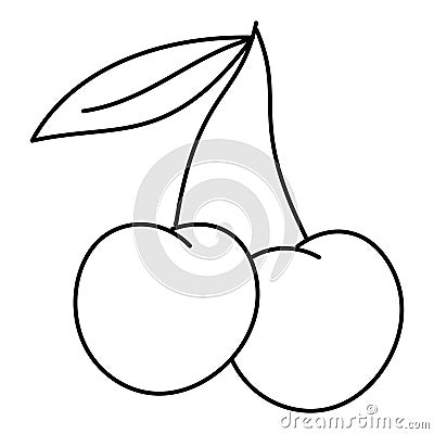 Hand drawn cherry. Cherrie line illustration. Vector Illustration