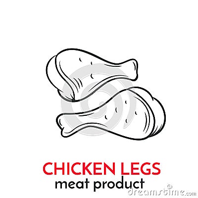 Hand drawn chicken legs icon Vector Illustration