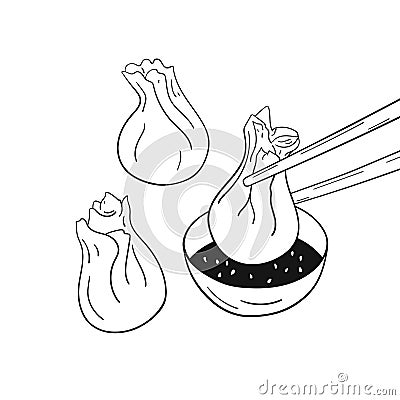 Hand drawn Chinese wontons illustration Cartoon Illustration