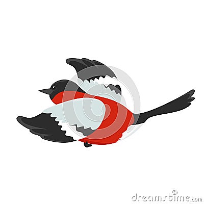 Hand drawn Christmas bullfinch. Winter bird. Vector doodle sketch illustration isolated on white background Vector Illustration