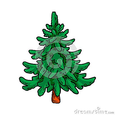 Hand drawn Christmas tree. Vector illustration Vector Illustration