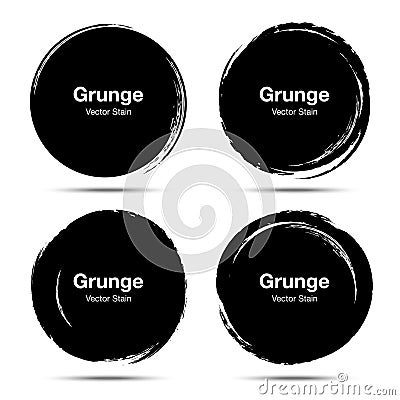 Hand drawn circle brush sketch set. Vector circular grunge doodle round circles. Brush smear stain texture. Vector Illustration