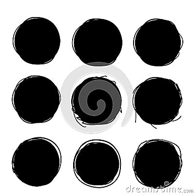 Hand drawn circle line sketch set. circular scribble doodle round circles for message note mark design element Vector Illustration