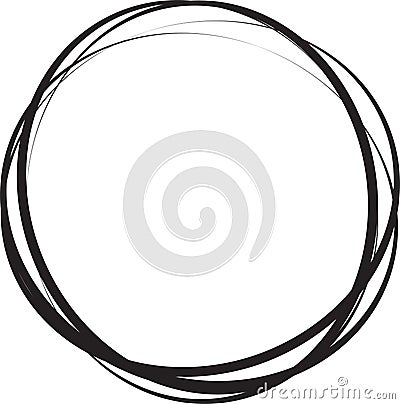 Hand drawn circle line sketch. Vector circular scribble doodle round circles for message note mark design element. Pencil or pen Vector Illustration