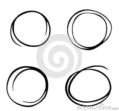 Hand drawn circle sketch set doodle. Pencil line vector.Hand drawn circle line sketch set. Vector circular scribble doodle round c Vector Illustration