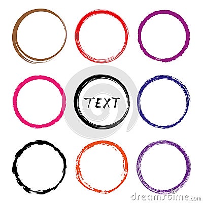 Hand drawn vector circles line sketch set. frames. Vector Illustration