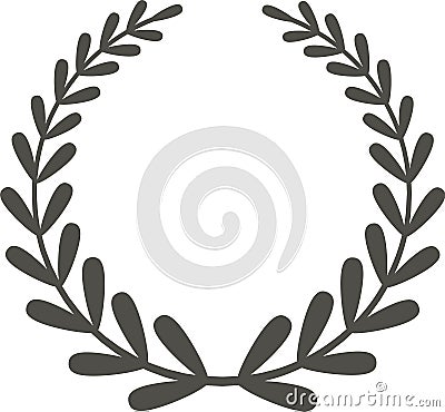 Hand drawn circular laurel wreath creating a frame with negative space, suitable for various design purposes and Vector Illustration