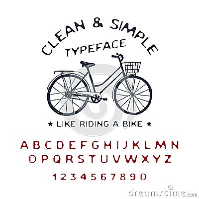 Hand drawn Clean & Simple font. Vector Illustration