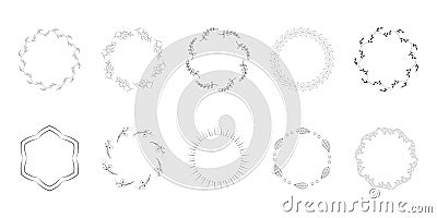 Hand Drawn Clip Art Floral Frames Wreaths Floral Vector Logo Elements Leaf Vector Vector Illustration