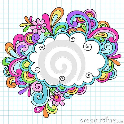 Hand-Drawn Cloud Notebook Doodle Frame Vector Illustration