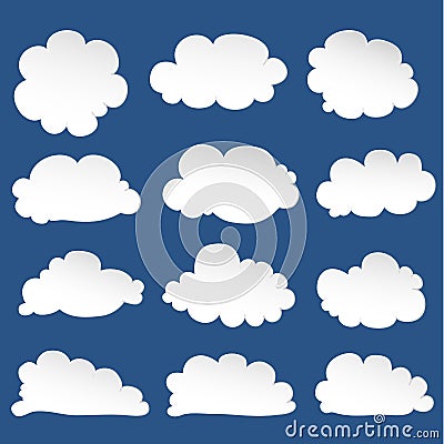 Hand Drawn Clouds Set. Vector Illustration