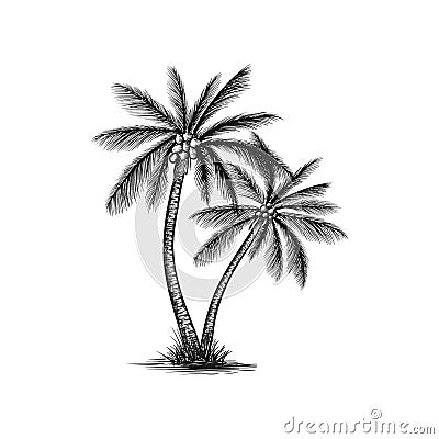 Hand drawn coconut tree vector Vector Illustration