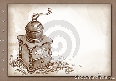 Hand drawn coffee grinder Stock Photo