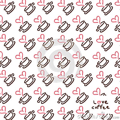 Hand drawn coffee logo pattern Vector Illustration