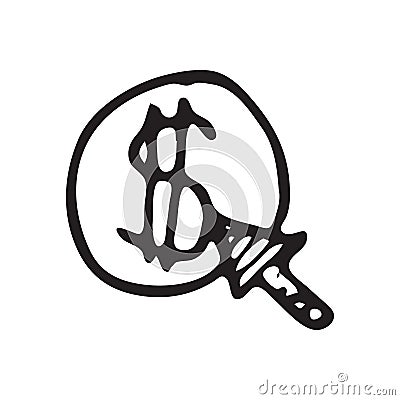 Hand Drawn coin arrow click doodle. Sketch dollar icon. Decoration element. Isolated on white background. Flat design. Vector ill Vector Illustration