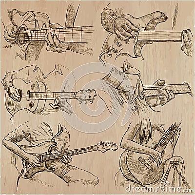 An hand drawn collection, vector pack - GUITAR SOLO Vector Illustration