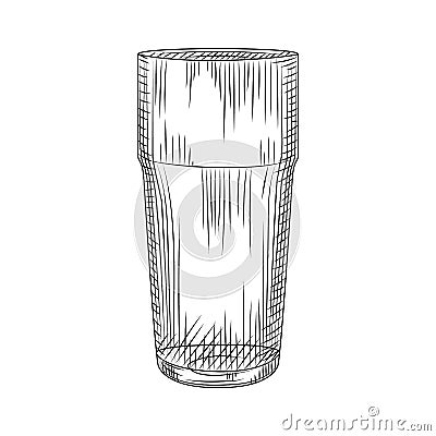 Hand drawn Collin glass . Highball isolated on white background Cartoon Illustration