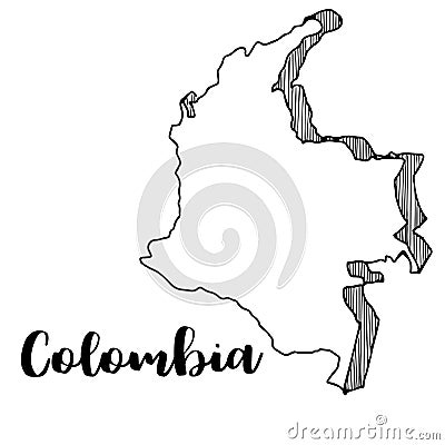 Hand drawn of Colombia map Cartoon Illustration