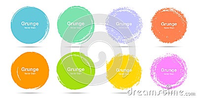 Hand drawn colorful circle brush sketch set. Vector circular grunge doodles for message note mark. Vector. Vector Illustration