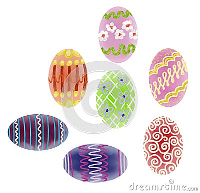 Hand drawn colorful Easter eggs Cartoon Illustration