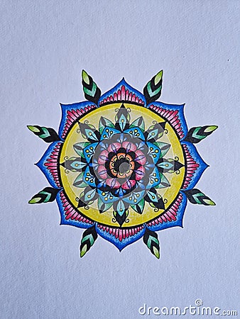 hand drawn colorful mandala Stock Photo