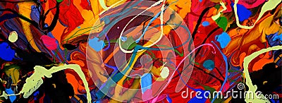 Hand drawn colorful painting abstract art panorama background colors texture Stock Photo