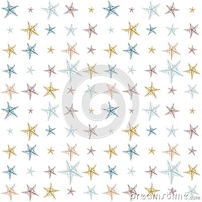 Hand drawn colorful sketched starfish decoration pattern Vector Illustration