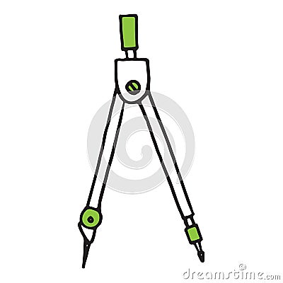 Hand drawn compass. Sketch Back to school, icon. Decoration element Vector Illustration