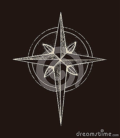 Hand drawn compass wind rose symbol Vector Illustration