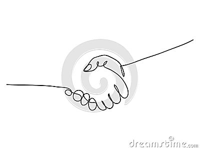 Hand drawn continuous one line of handshake. poster art print Vector Illustration