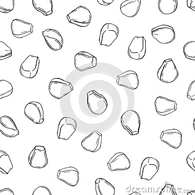 Hand drawn corn seeds. Vector seamless pattern Vector Illustration