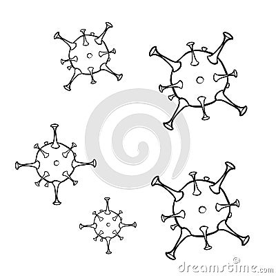 Hand drawn corona virus illustration doodle style vector isolated Vector Illustration