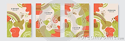 Hand drawn cover design background with blob abstract shapes. Organic shapes compositions set. Hand draw abstract design elements Stock Photo