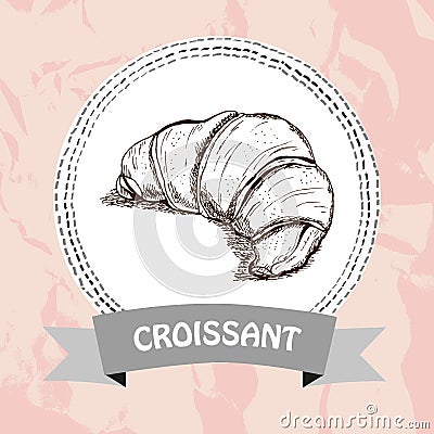 Hand drawn croissant sketch Vector Illustration