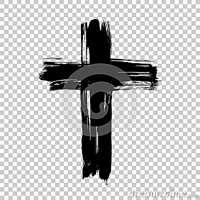 Hand drawn cross. Grunge cross. Cross made with brush stroke Vector Illustration