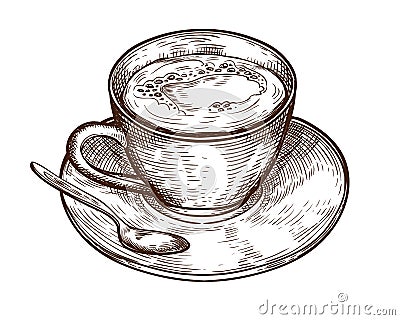 Hand Drawn Cup mug of hot drink coffee, tea etc Vector Illustration