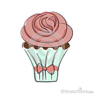 Hand drawn cupcake Vector Illustration