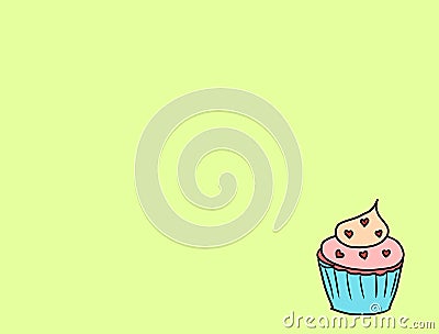 Hand drawn cupcakes on color background, sweet bakery used for desktop wallpaper or website design.-image Stock Photo