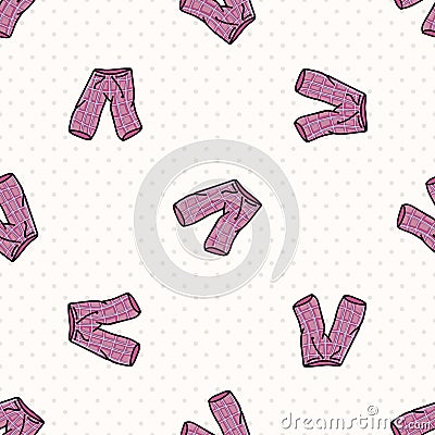 Hand drawn cute bed time pajama pants seamless vector pattern. Adorable sleeping clothes with plaid for peaceful sleep Vector Illustration